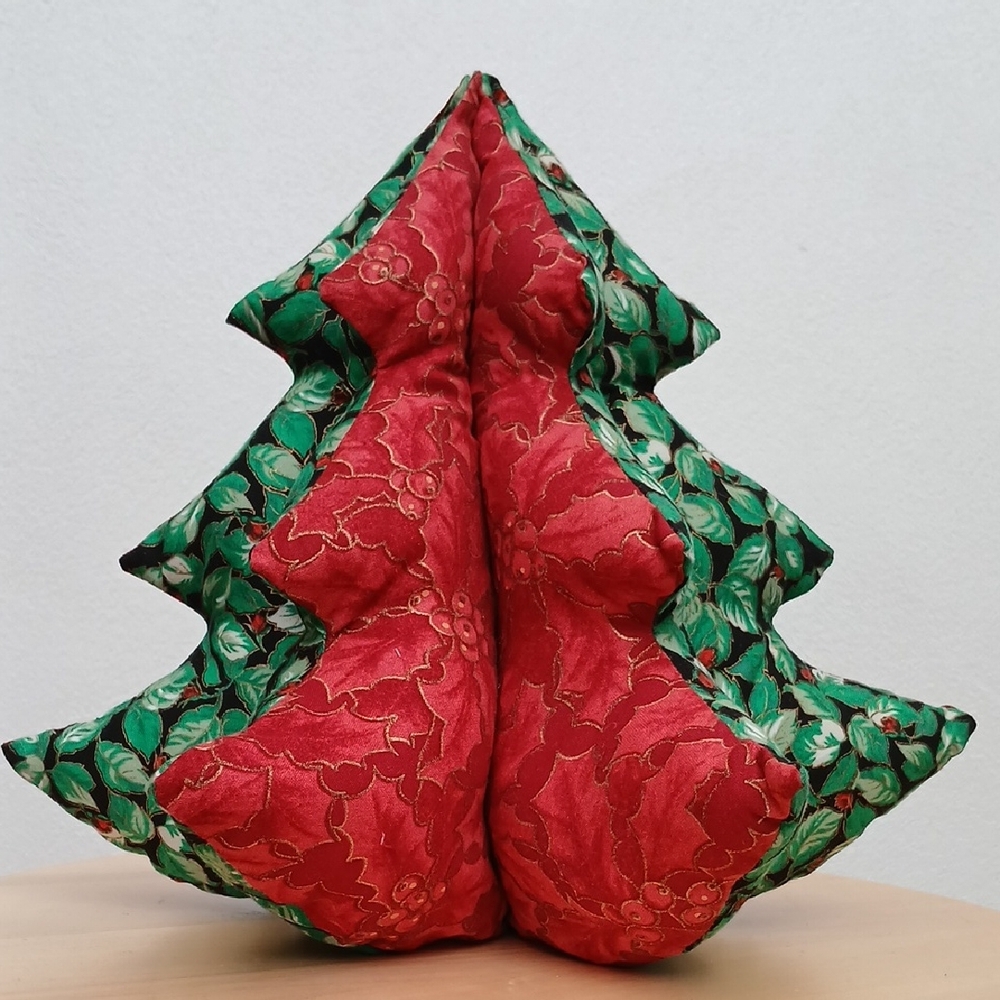 Handmade 3D Stuffed Christmas Tree Unbreakable Decoration Red, Green Holiday